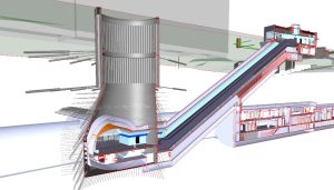 Metro D, virtuální model stanice Olbrachtova. Pramen: Strabag