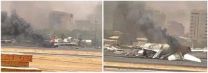 Poškozená letadla v Chartúmu. Foto: Jacdec