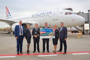Slavnostní přivítání nové linky Croatia Airlines z Dubrovníku do Prahy na ruzyňském letišti. Zdroj: Letiště Praha