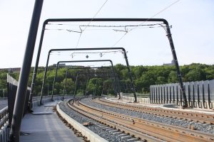 Opravený tramvajový most Krejcárek - Palmovka. Pramen. FB Elektroline