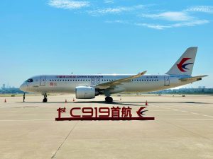 První let letounu C919 s cestujícími. Foto: China Eastern Airlines