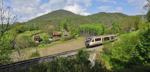 Jednotka Siemens Desiro na trati do Zubrnic. Foto: Zubrnická museální železnice