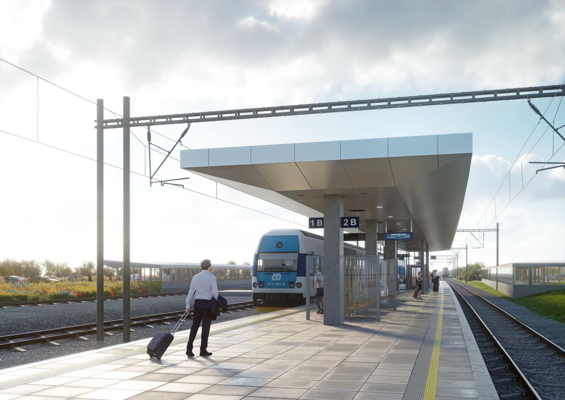 Budoucí odsunutá stanice Jeneč, vizualizace. Pramen: Správa železnic