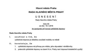 Usnesení pražského magistrátu o cyklistice. Zdroj: Praha