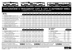 Jízdní řád pro rozlučku s vysokopodlažními autobusy a trolejbusy v Brně. Foto: DPMB