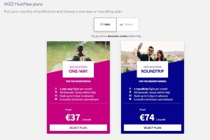 Nabídka Wizz Multipass pro Itálii. Zdroj: Wizz Air