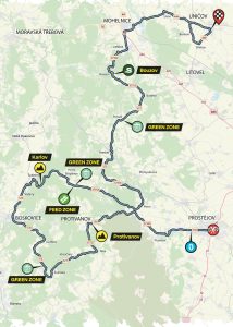 Mapa trasy závodu, 1. etapa. Zdroj: Czech Tour