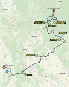 Mapa trasy závodu, 3. etapa. Zdroj: Czech Tour