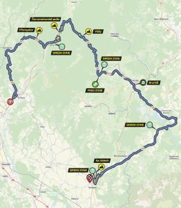 Mapa trasy závodu, 4. etapa. Zdroj: Czech Tour