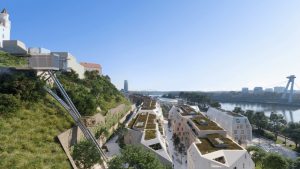 Vize nového výtahu k Bratislavskému hradu. Zdroj: Vydrica Development