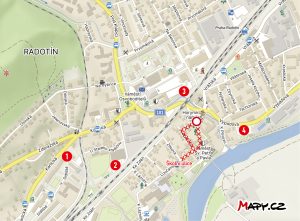 Mapa zákazu vjezdu v Radotíně v době před začátkem školní výuky. Foto: MČ Praha Radotín