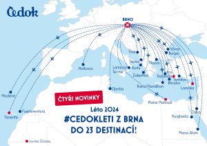 Nabídka destinací Čedoku z Brna pro letní sezónu 2024. Zdroj: Čedok