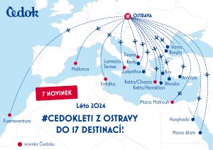 Nabídka destinací Čedoku z Ostravy během letní sezóny 2024.Zdroj: Čedok