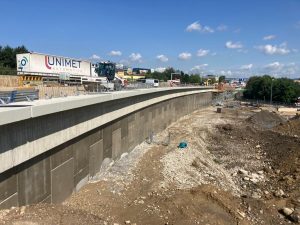 Práce na rozšiřování průtahu Libercem na silnici I/35, stav v červenci 2023. Foto: ŘSD