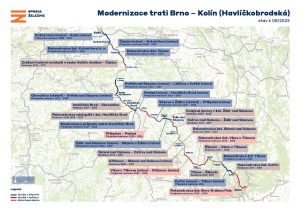 Harmonogram rekonstrukce / modernizace trati Kolín - Havlíčkův Brod - Brno. Foto: Správa železnic