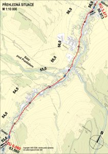 Mapa opravovaného úseku Domašov - Adolfovice, I/44. Zdroj: ŘSD