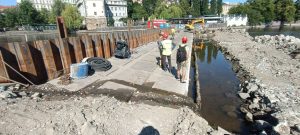 Rekonstrukce Šítkovského jezu v Praze (srpen 2023). Pramen: Metrostav DIZ