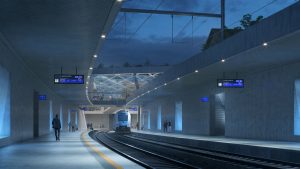 Budoucí podoba nádraží Veleslavín, vizualizace. Pramen: Správa železnic