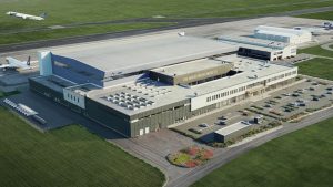 Vizualizace nového hangáru pro údržbu letadel v Řešově. Zdroj: www.rzeszowairport.pl