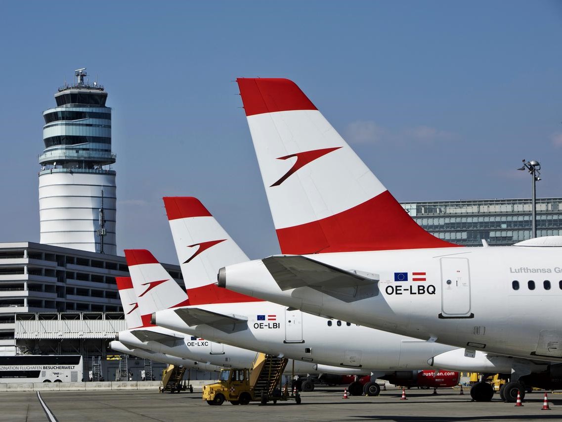 Letadla společnosti Austrian Airlines na vídeňském letišti. Zdroj: Austrian Airlines
