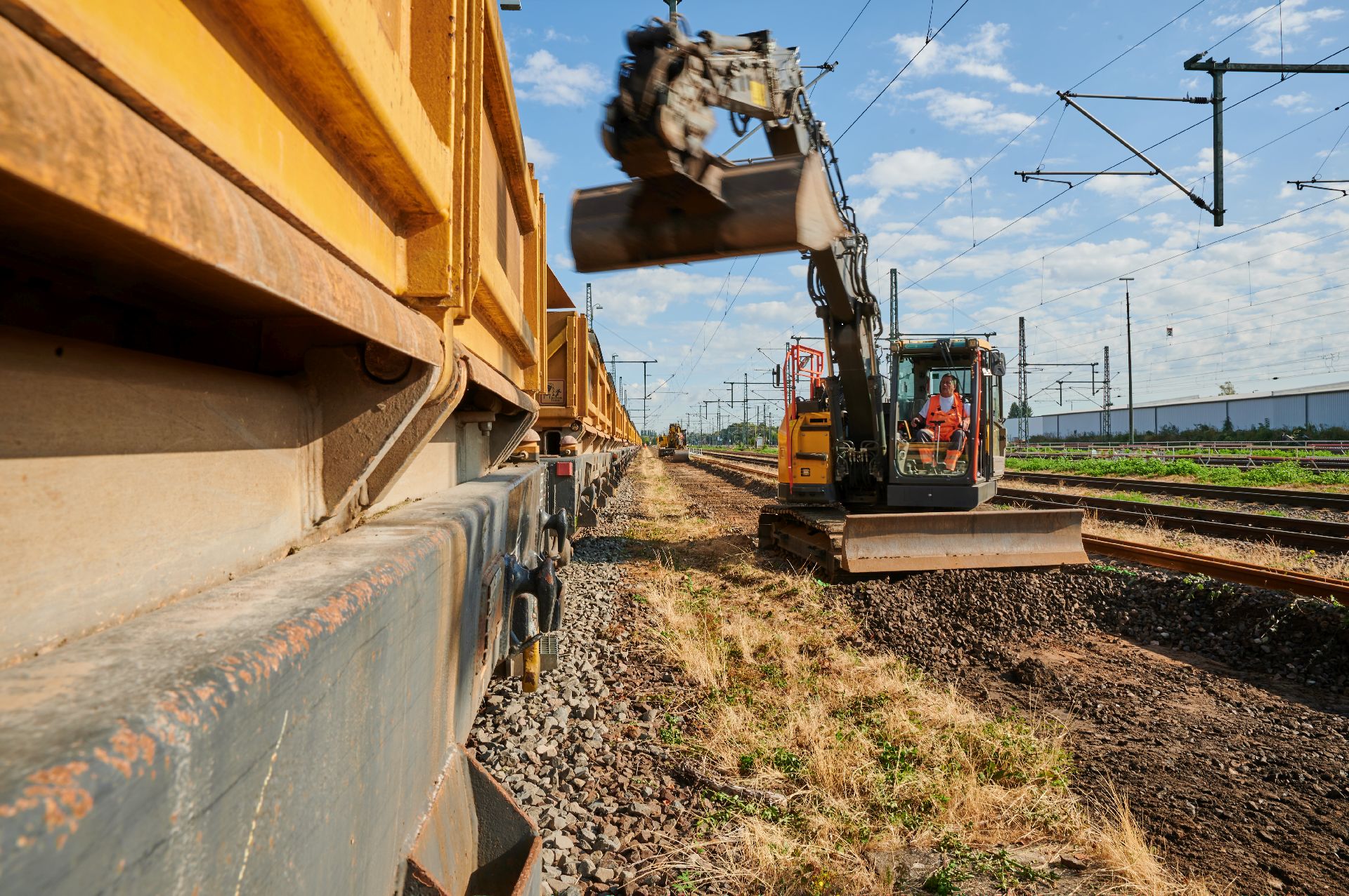 Práce na trati Riedbahn u Riedstadtu. Foto: Deutsche Bahn