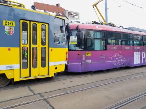 Srážka tramvají v Plzni. Foto: Drážní inspekce