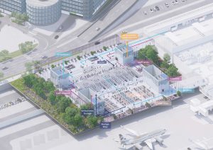 Vizualizace nových budov v rámci rozšíření Terminálu 1 pražského letiště.
Zdroj: MVRDV