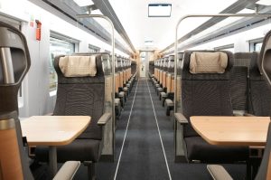 Nový interiér pro ICE3neo - 1. třída. Foto: Oliver Lang / Deutsche Bahn