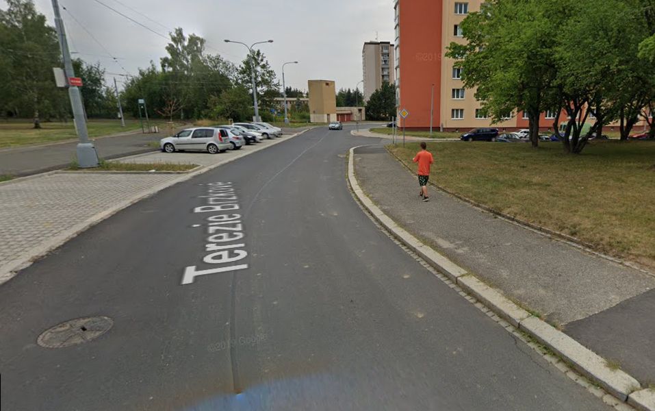 Parkování v ulici Terezie Brzkové v Plzni. Foto: Google Street View