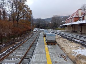 Obnova trati Mirsk -  Świeradów Zdrój, stav 24.11. 2023. Foto: Petr Špetlák