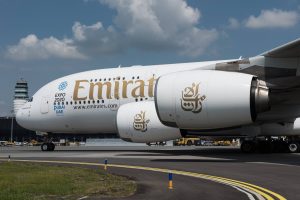 Airbus A380 letecké společnosti Emirates ve Vídni. Zdroj: Letiště Vídeň