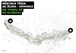 Území řešené Koncepcí městské třídy 28. října - Opavská.Zdroj: MAPPA Ostrava