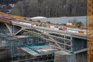 Oprava a zdvoukolejnění Branického mostu (leden 2024). Foto: ROPID