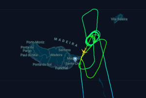 Letoun společnosti TUI krouží u Madeiry. Zdroj: Flightradar24