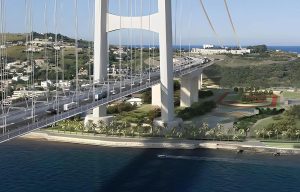 Vizualizace mostu přes Messinský průliv. Zdroj: Eurolink consortium