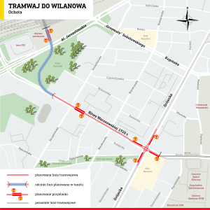 Nový úsek tramvajové trati ve Varšavě.
Zdroj: Rafał Trzaskowski