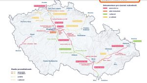 Budoucí rychlé tratě v ČR. Pramen: Správa železnic