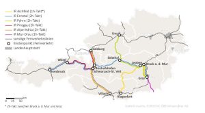 Mapa nových linek InterRegio v Rakousku. Foto: BMK