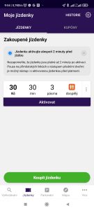 On-line nákup jízdenky v aplikaci Lítačka.