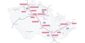 Plánované vysokorychlostní tratě v České republice. Pramen: SŽ