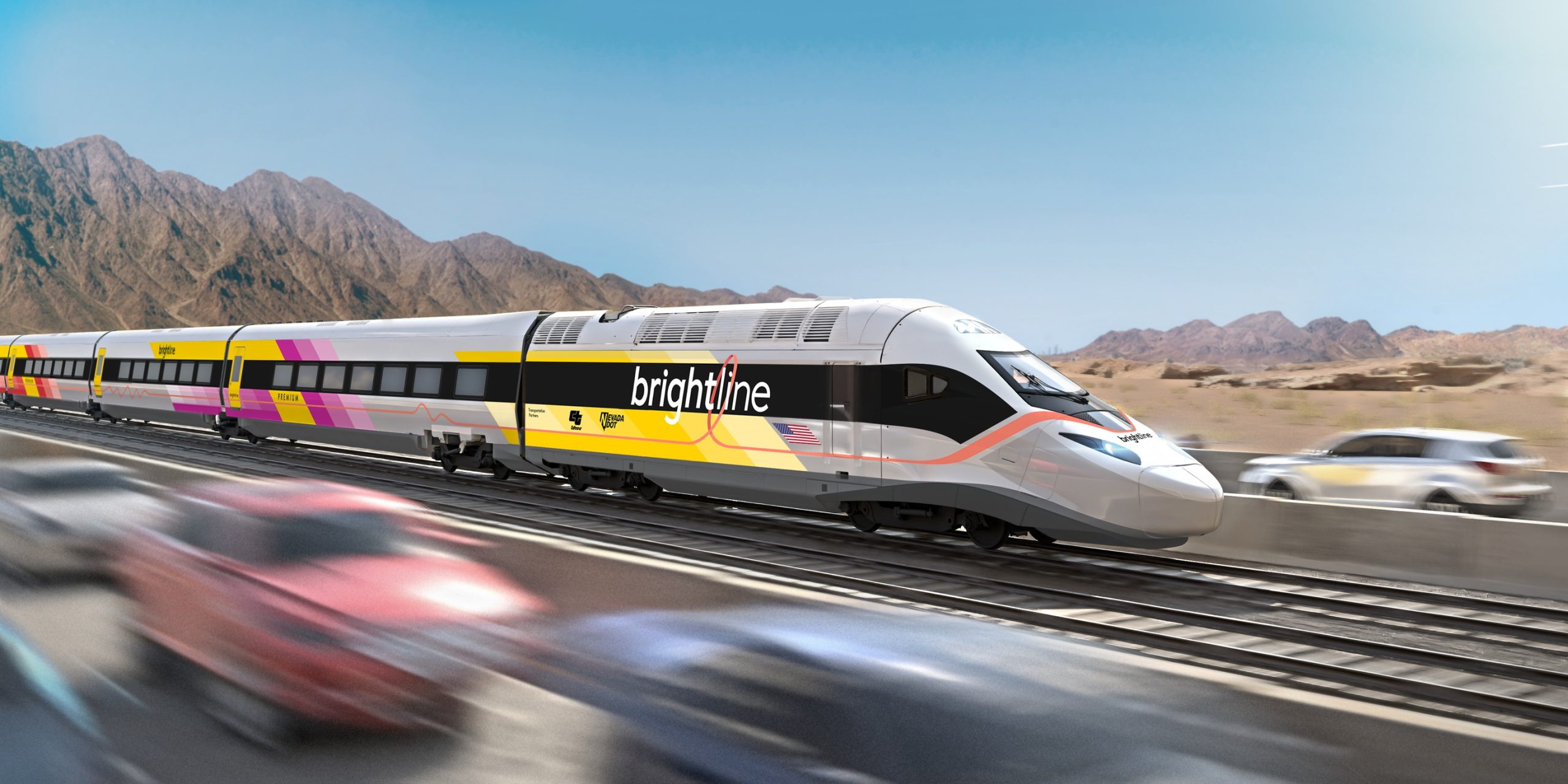 Vysokorychlostní vlak pro Brightline West. Foto: Brightline