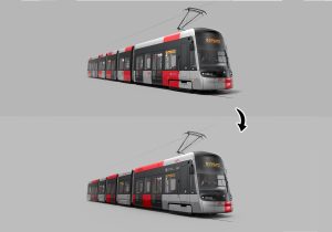 Upravený nátěr modelu tramvaje Škoda ForCity Plus Praha 52T. Zdroj: MHMP - Zdeněk Hřib