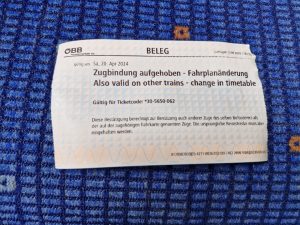 Potvrzení od ÖBB o možnosti využít i jiné vlaky. Foto: Aleš Petrovský