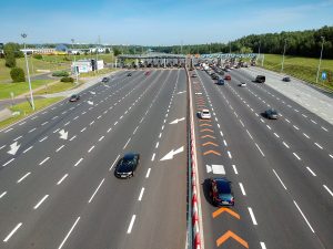Mýtné brány na dálnici A4. Zdroj: Stalexport Autostrada Małopolska