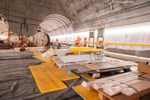 Stav prací na opravě Gotthardského úpatního tunelu v květnu 2024. Foto: Gian Baeriswyl / SBB