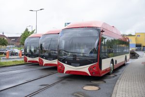 První hotové trolejbusy Škoda 32Tr pro Vilnius. Pramen: Škoda Group