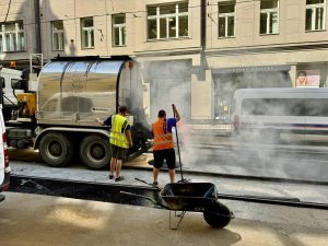 Oprava tramvajové trati Karlovo náměstí – Lazarská. Foto: PID