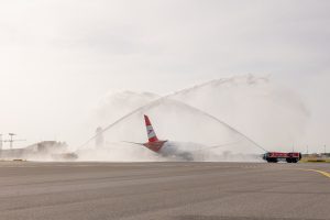První Dreamliner v barvách Austrian Airlines přistál ve Vídni.
Zdroj: Facebook.com - Flughafen Wien