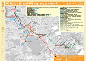 Náhradní doprava při výluce metra C. Zdroj: DPP