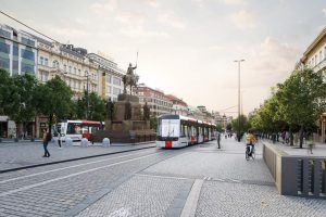Návrat tramvaji na Václavské náměstí. Zdroj vizualizace: IPR, Jakub Cigler Architekti